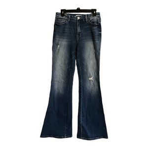 Womens Los Angeles Vervet High Rise Flare Blue Denim Jeans, Size 29